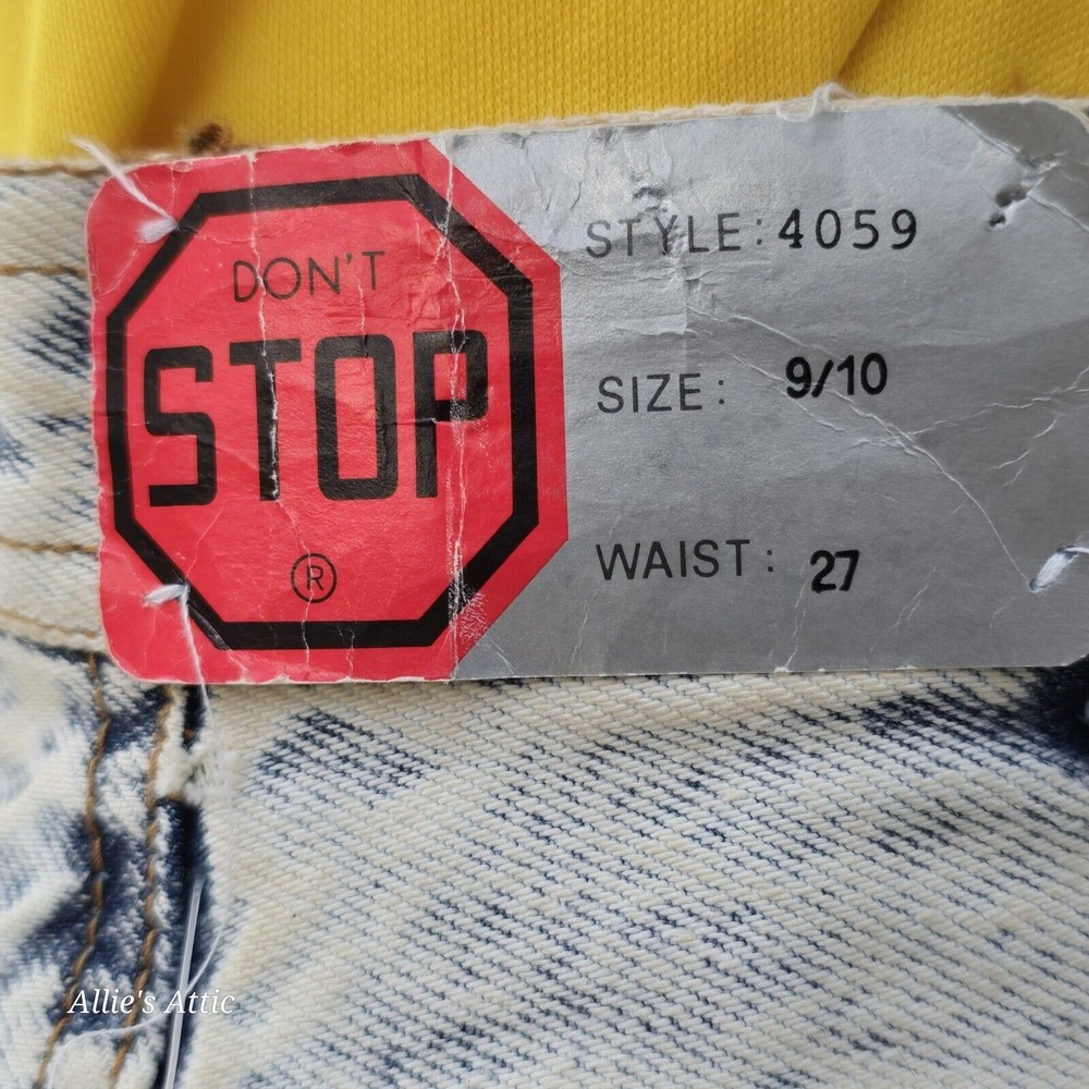 80s 90s Denim Jean Skirt Blue Acid Wash Mom High Waist Fringe Western 9/10 NOS - Picture 8 of 16